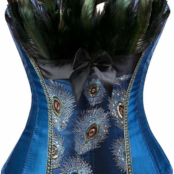 Peacock Feather Embellished Corset - Picture 1 of 6